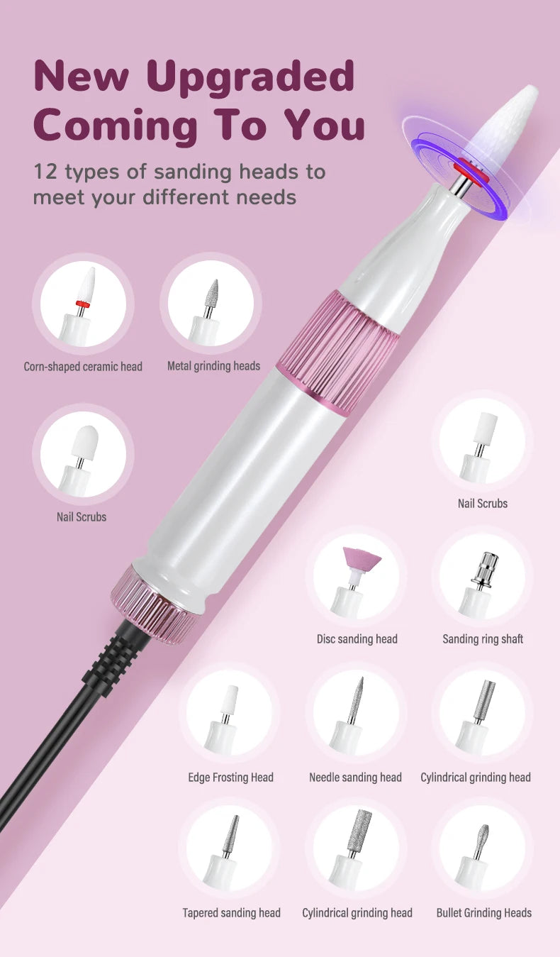 Portable Rechargeable Electric Nail Drill for Manicure and Pedicure
