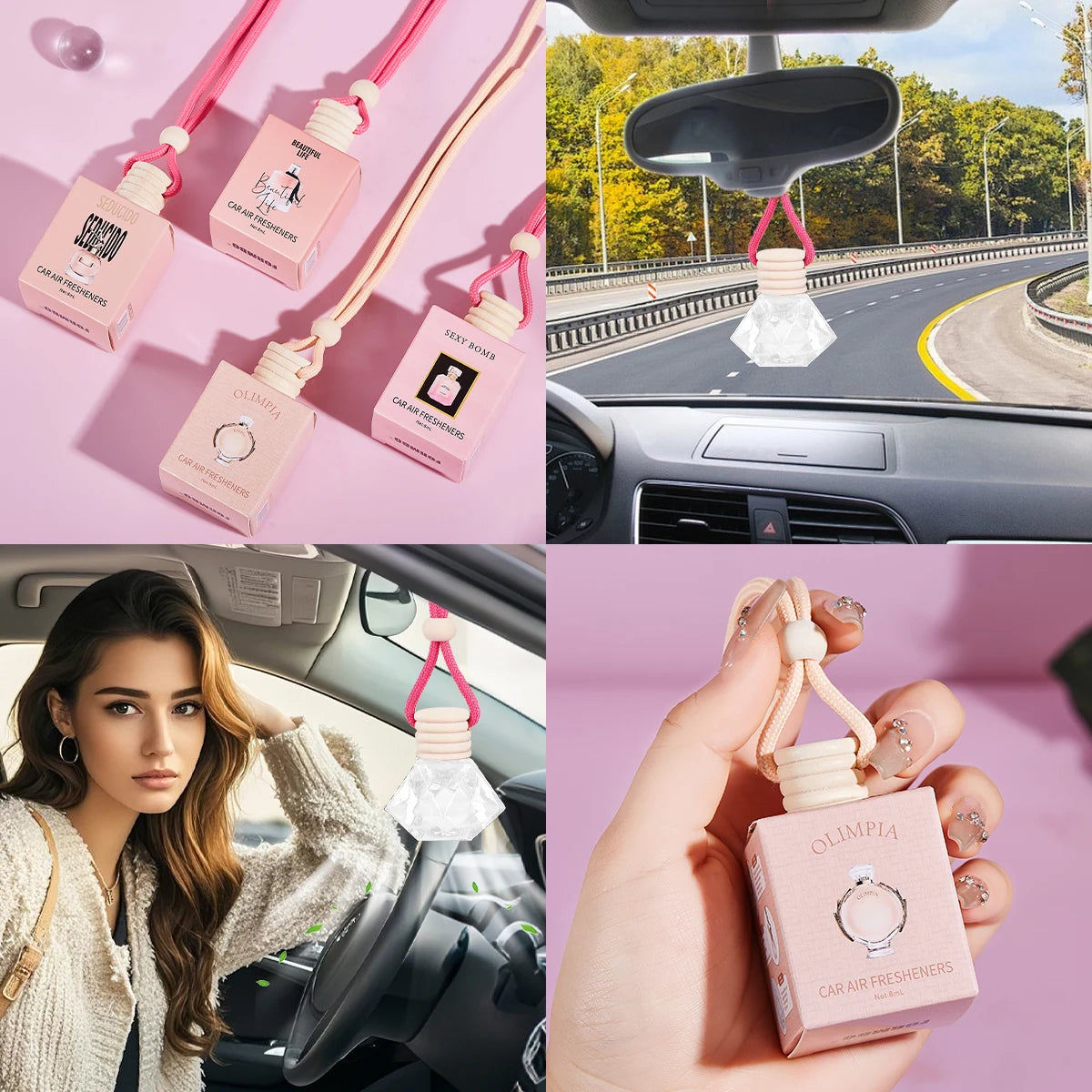 Car Air Freshener Hanging Perfume Diffuser Natural Flower Fragrance - 2
