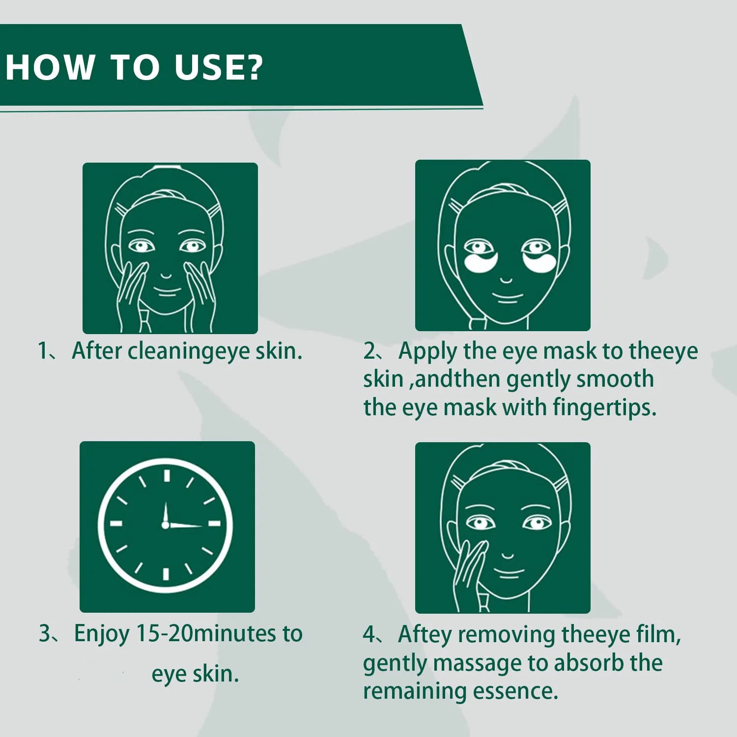 Green Tea Collagen Eye Mask for Dark Circles and Puffiness 60 Pieces - 6