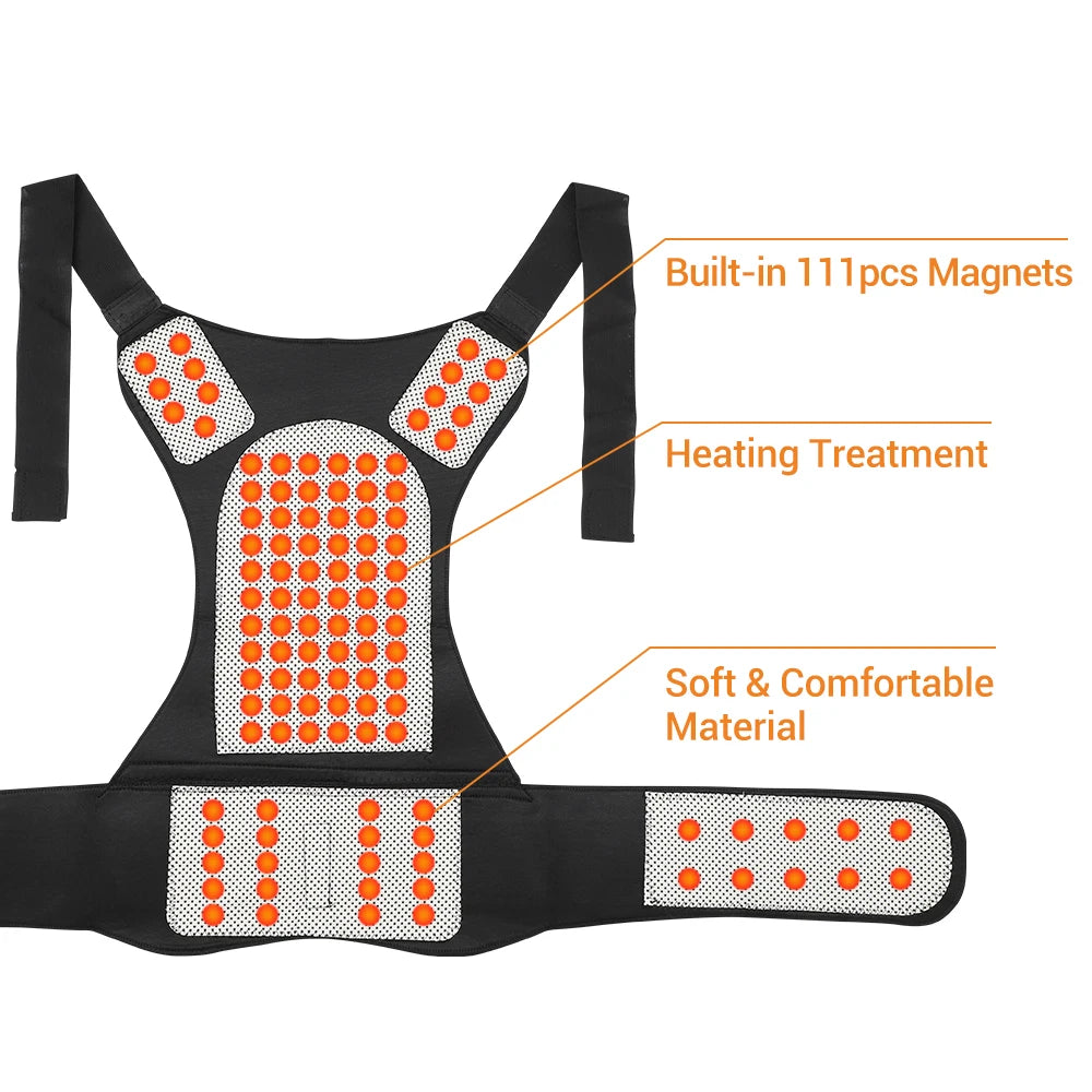 Self-Heating Magnetic Back and Shoulder Support Brace - 10