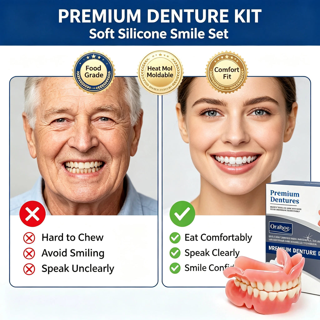 Snap-On Silicone Dentures for Instant Natural Smile