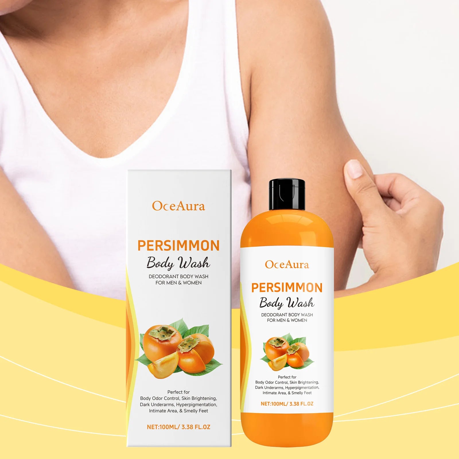 Persimmon Extract Body Wash Odor Control and Skin Brightening Shower Gel