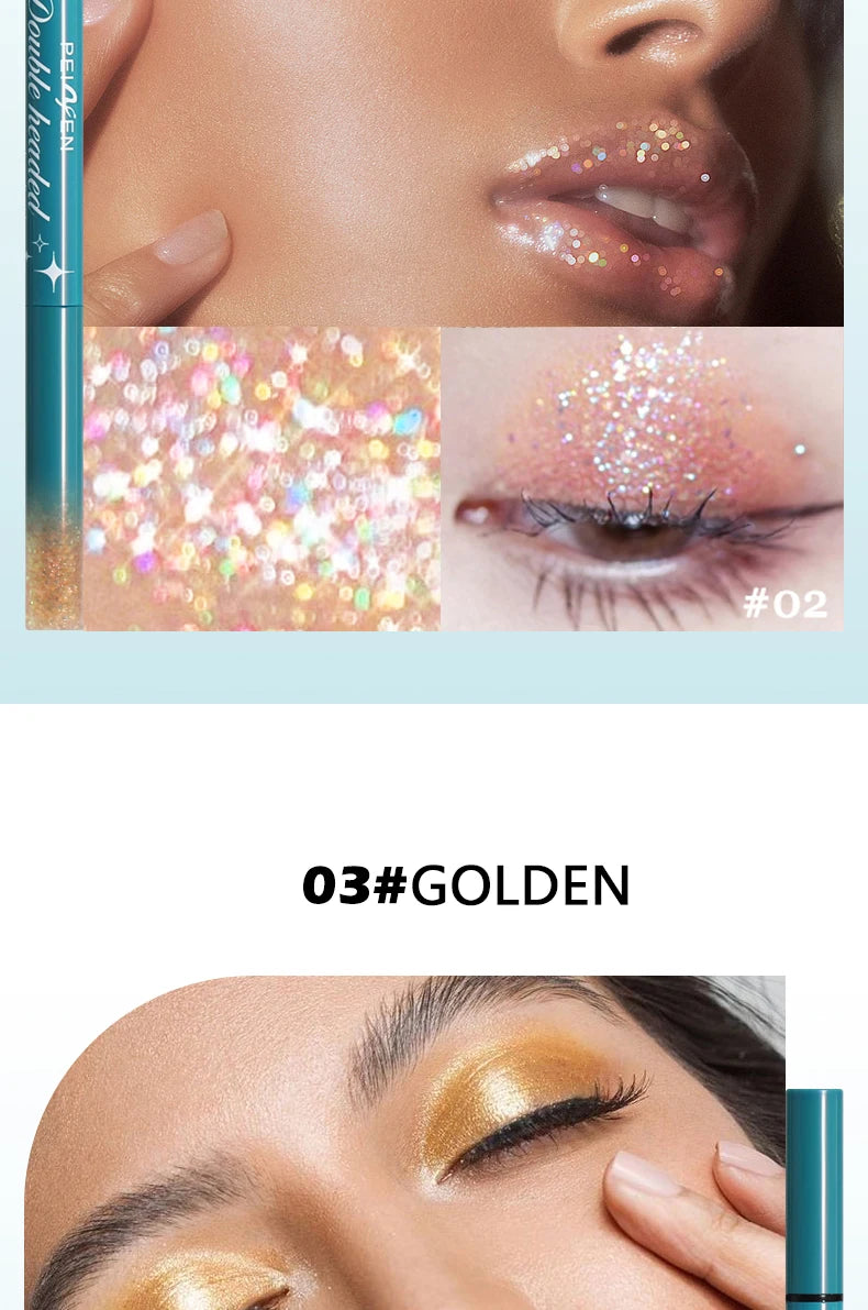 Peifen Double Head Liquid Eyeliner and Glitter Eyeshadow Pen - 15