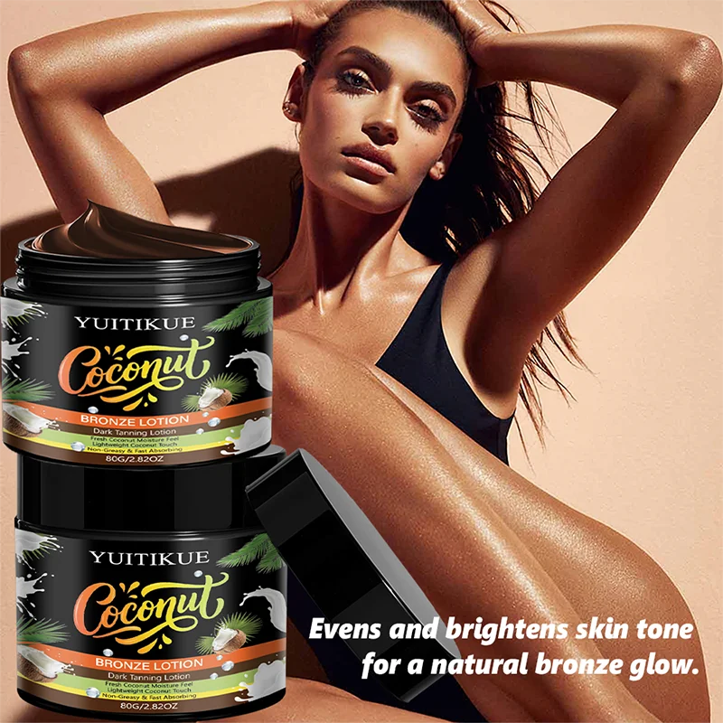 YUITIKUE Coconut Bronze Lotion Dark Tanning Cream Sunless Glow 80g
