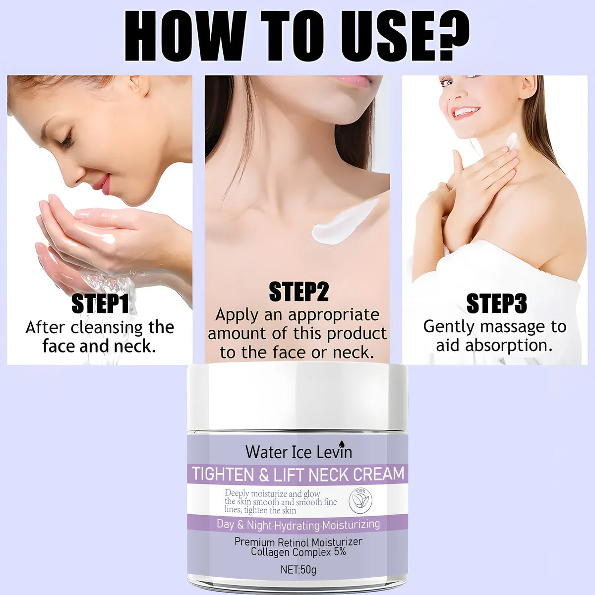 Water Ice Levin Retinol Neck Cream Firming and Lifting Collagen Lotion
