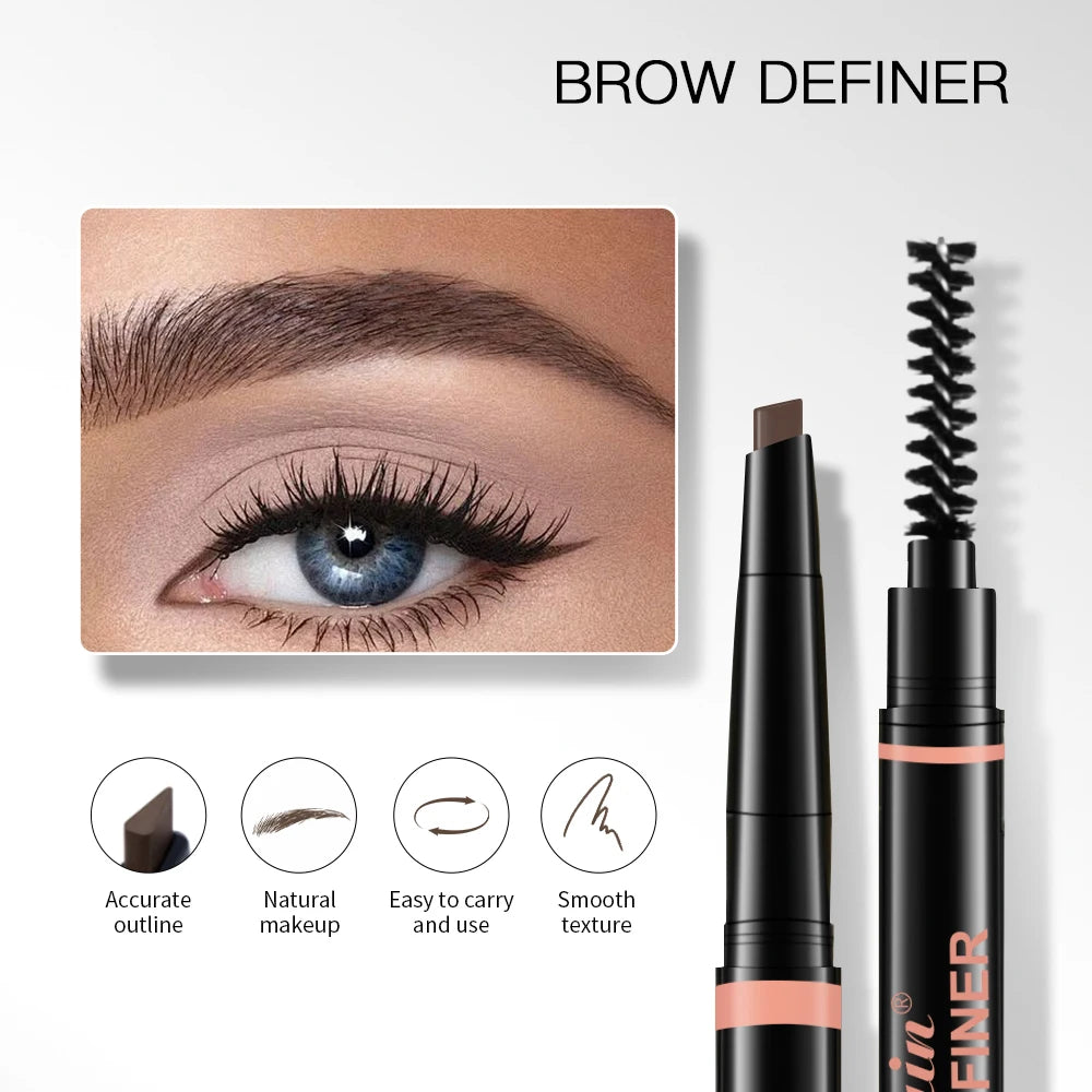 Waterproof Triangular Eyebrow Pencil with Grooming Brush - 3