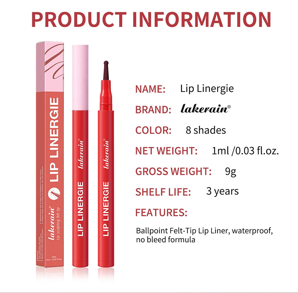 Long-Lasting Waterproof Ballpoint Felt Tip Lip Liner - 18