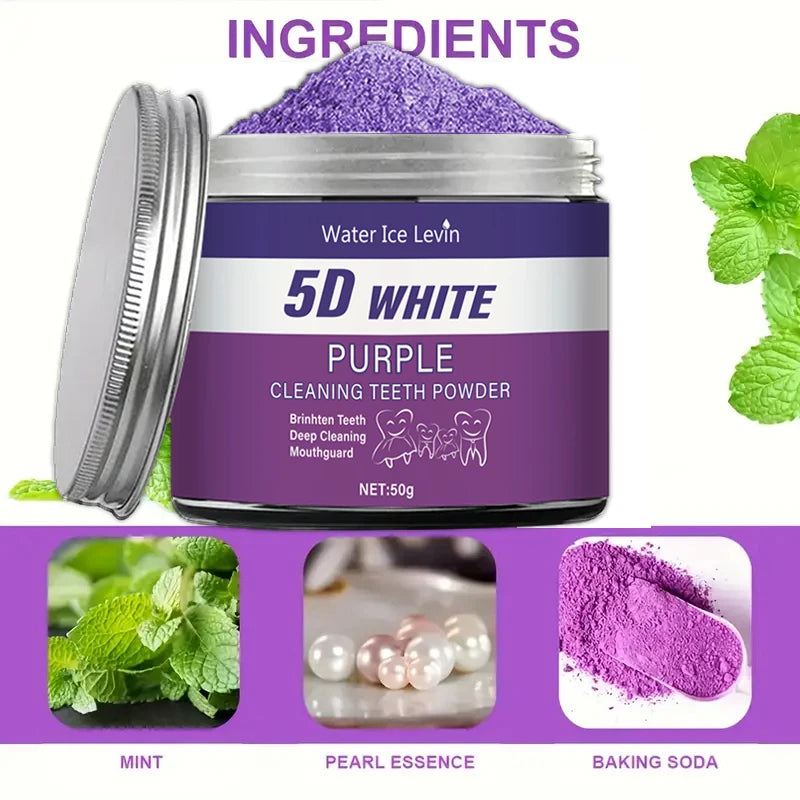 Purple Teeth Whitening Powder 50g Deep Cleaning Stain Removal