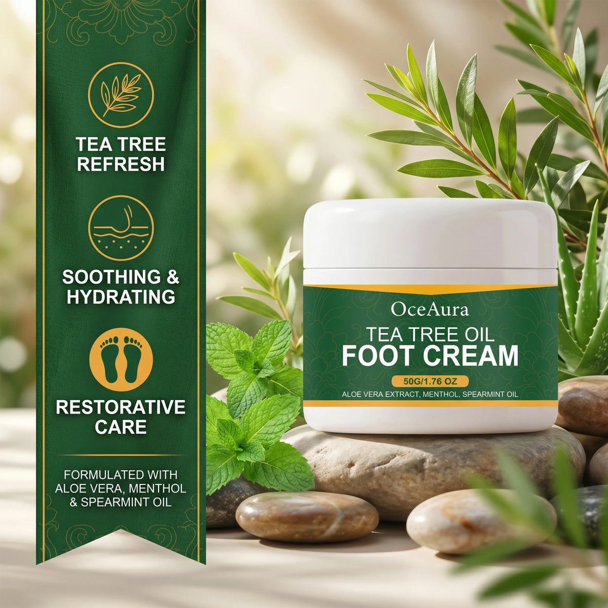 Tea Tree Oil Moisturizing Foot Cream for Cracked Heels