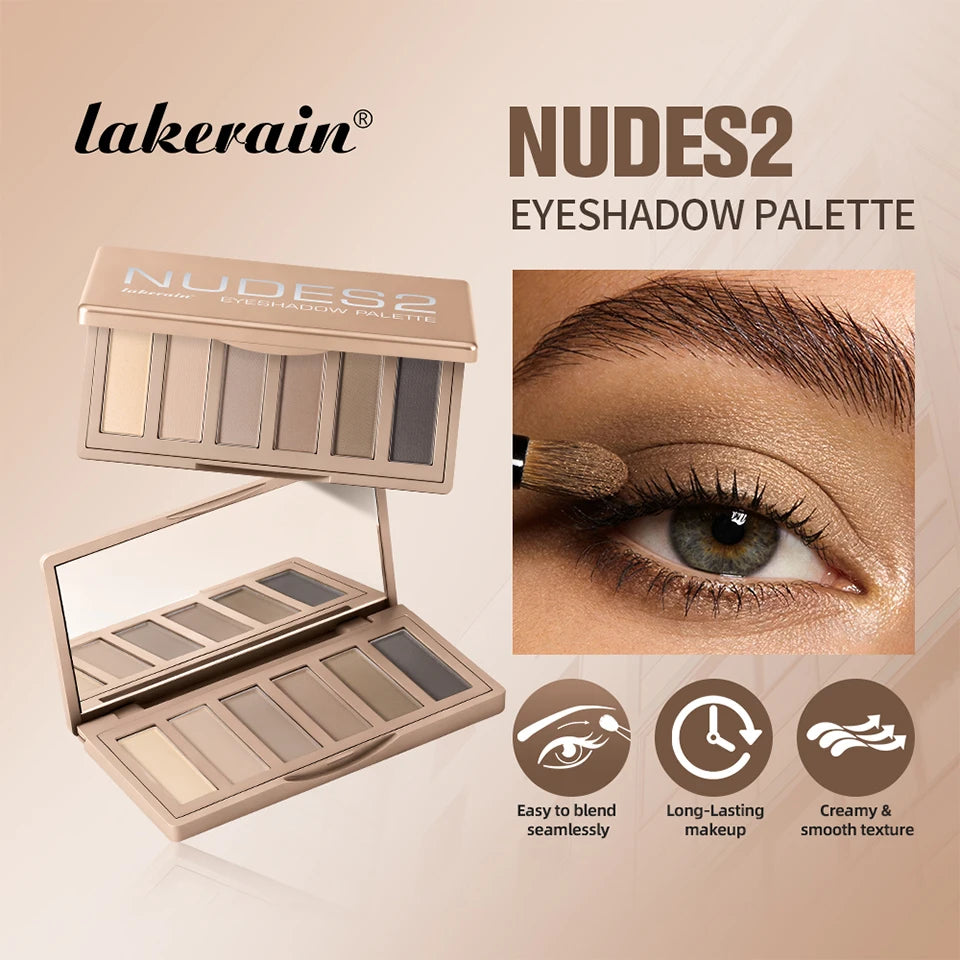 6-Color Matte Eyeshadow Palette with Brush Set - 7