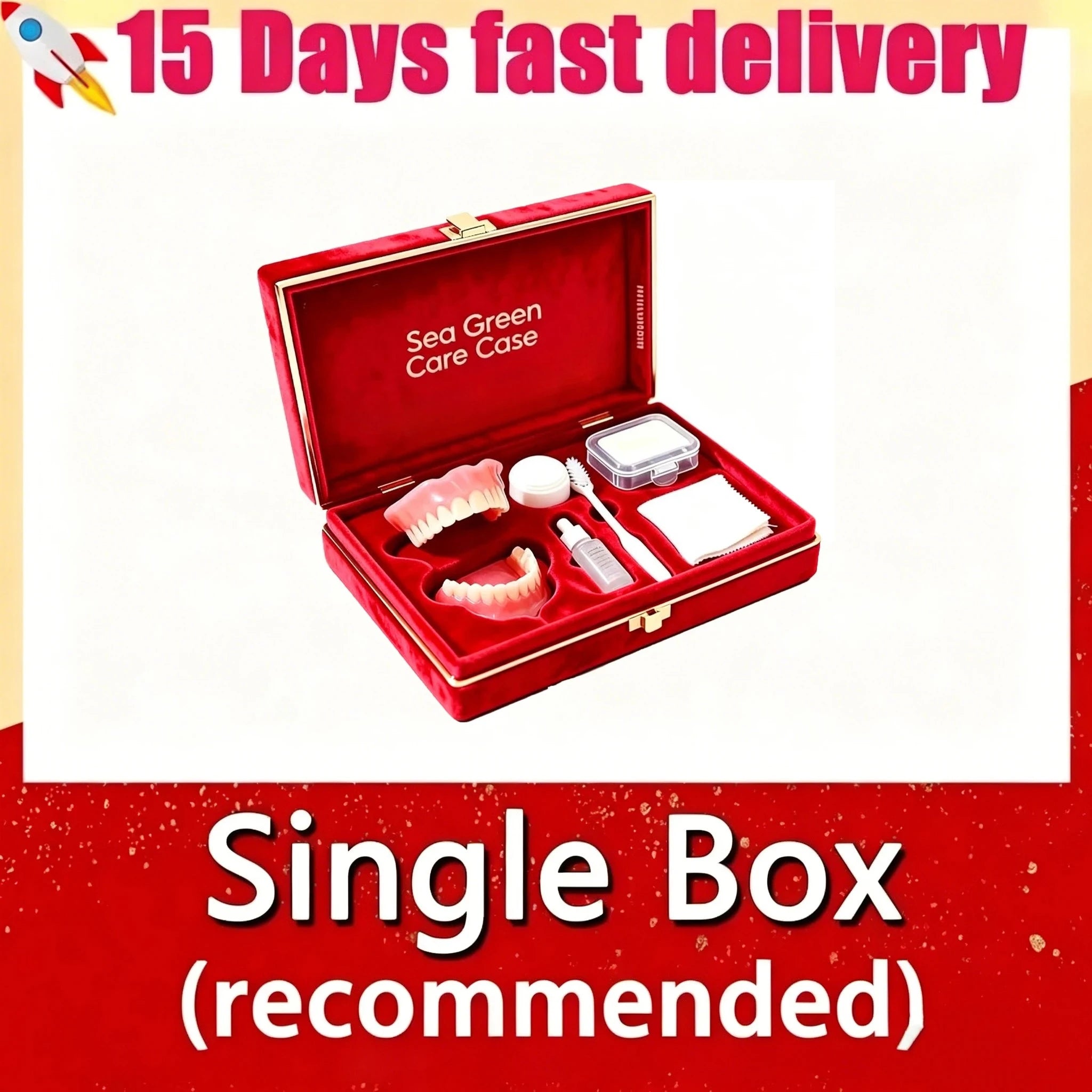 Comfortable Silicone Denture Set with Care and Storage Kit - 14