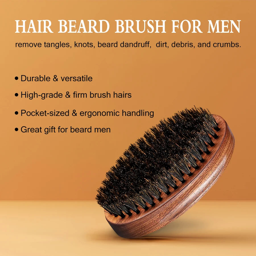Lockmio Men Beard Oil and Grooming Brush Set Musk Scent