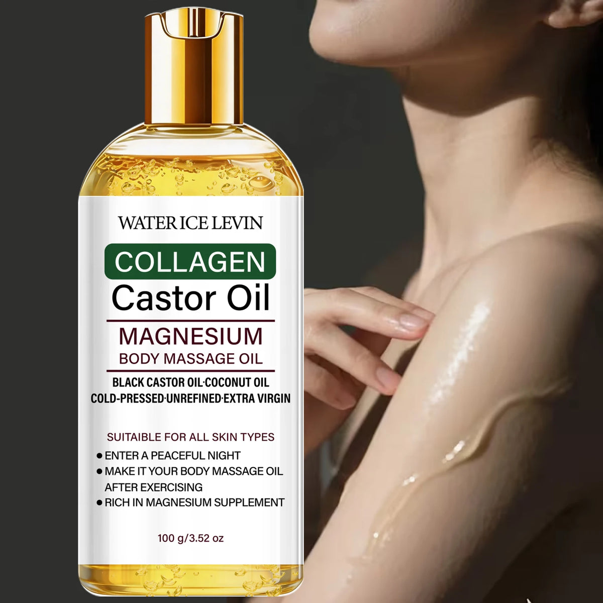 Water Ice Levin Collagen Castor Oil Magnesium Body Massage Oil