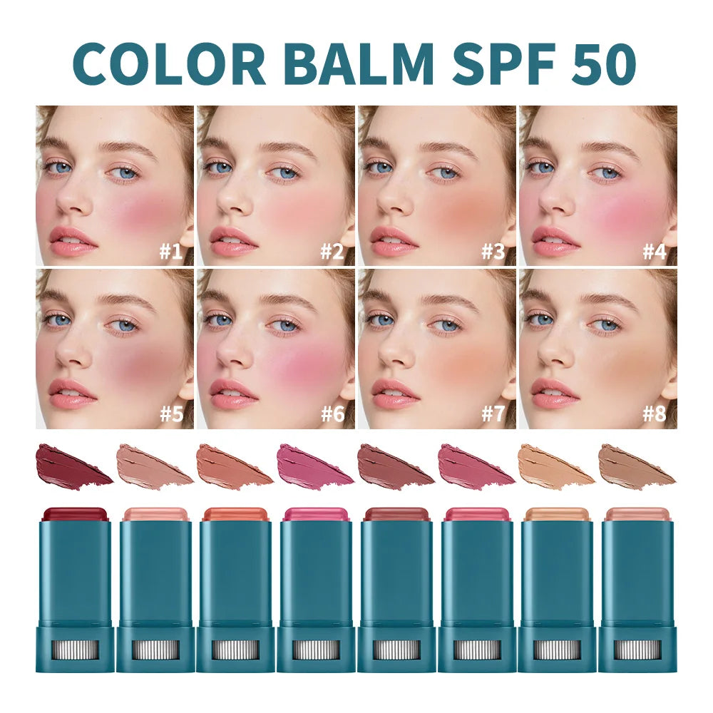 SPF 50 Hydrating Blush Stick for Face and Lips - 1