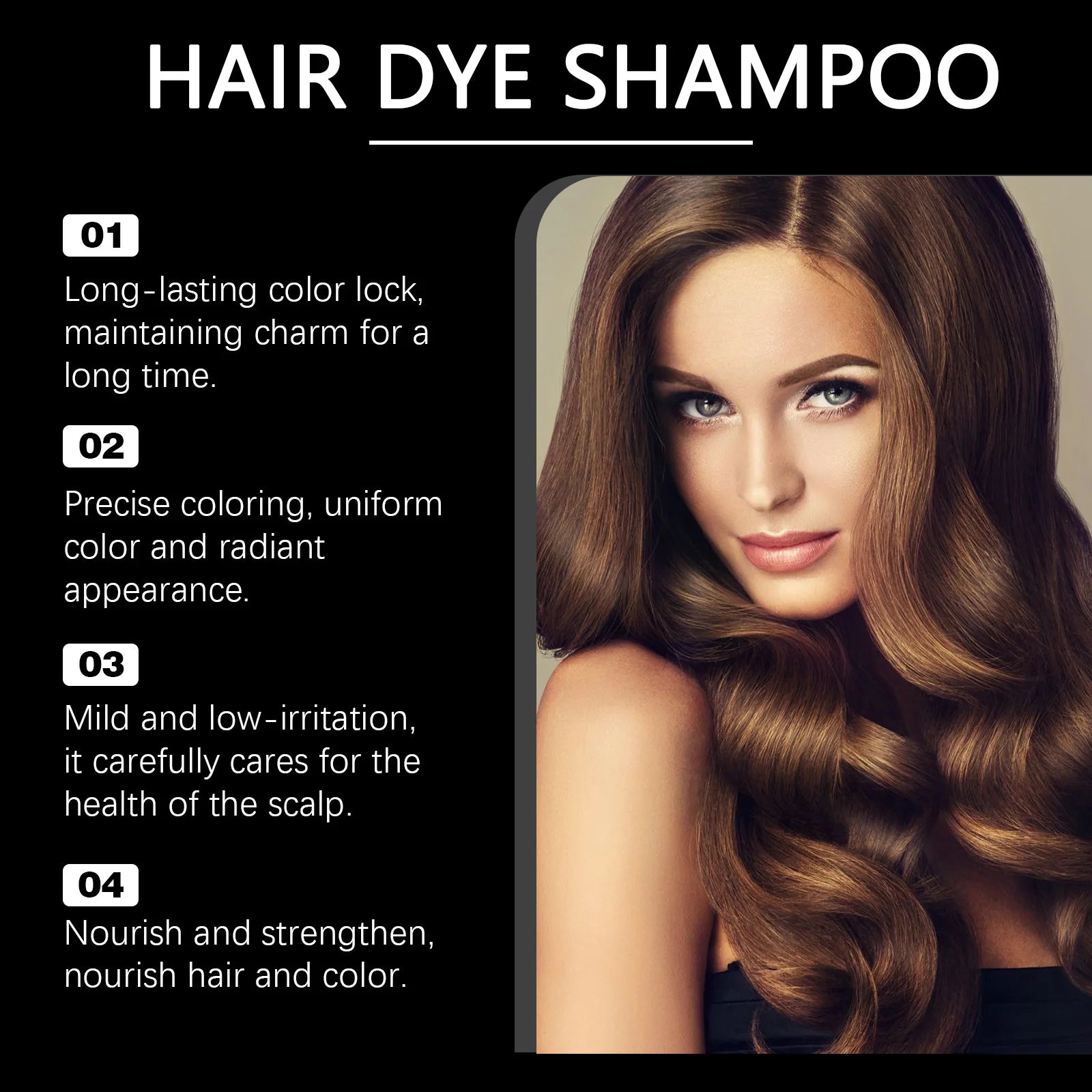 Permanent Hair Dye Shampoo for Gray Hair Coverage 200ml