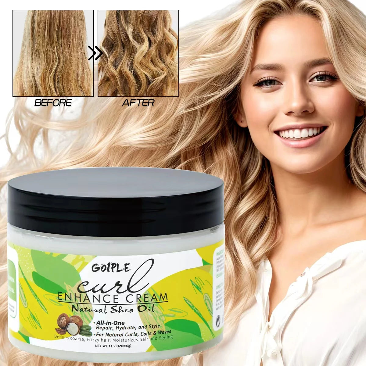 320g Shea Oil Hair Styling Cream for Curly and Wavy Hair Definition - 6