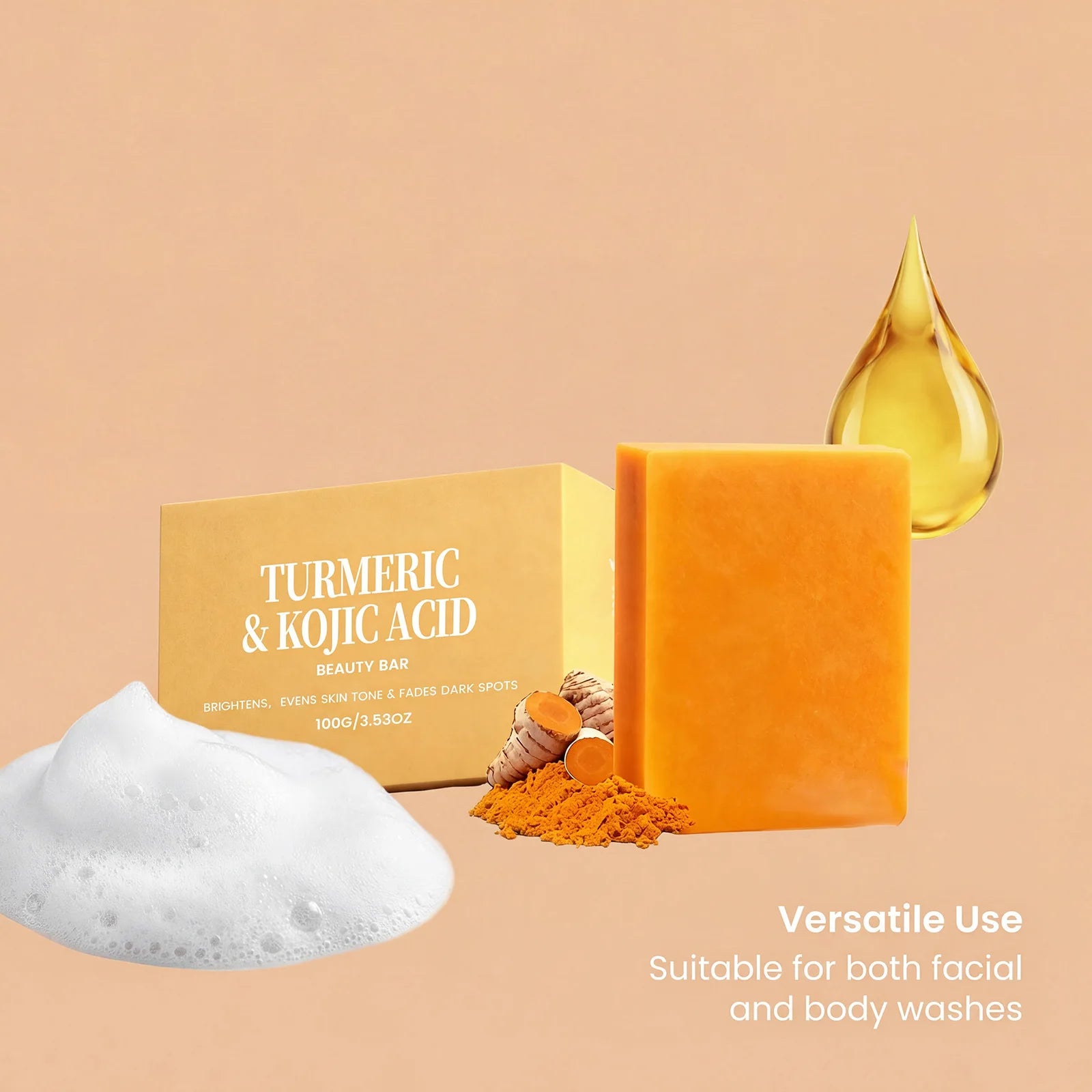 Turmeric and Kojic Acid Cleansing Beauty Bar for Face and Body