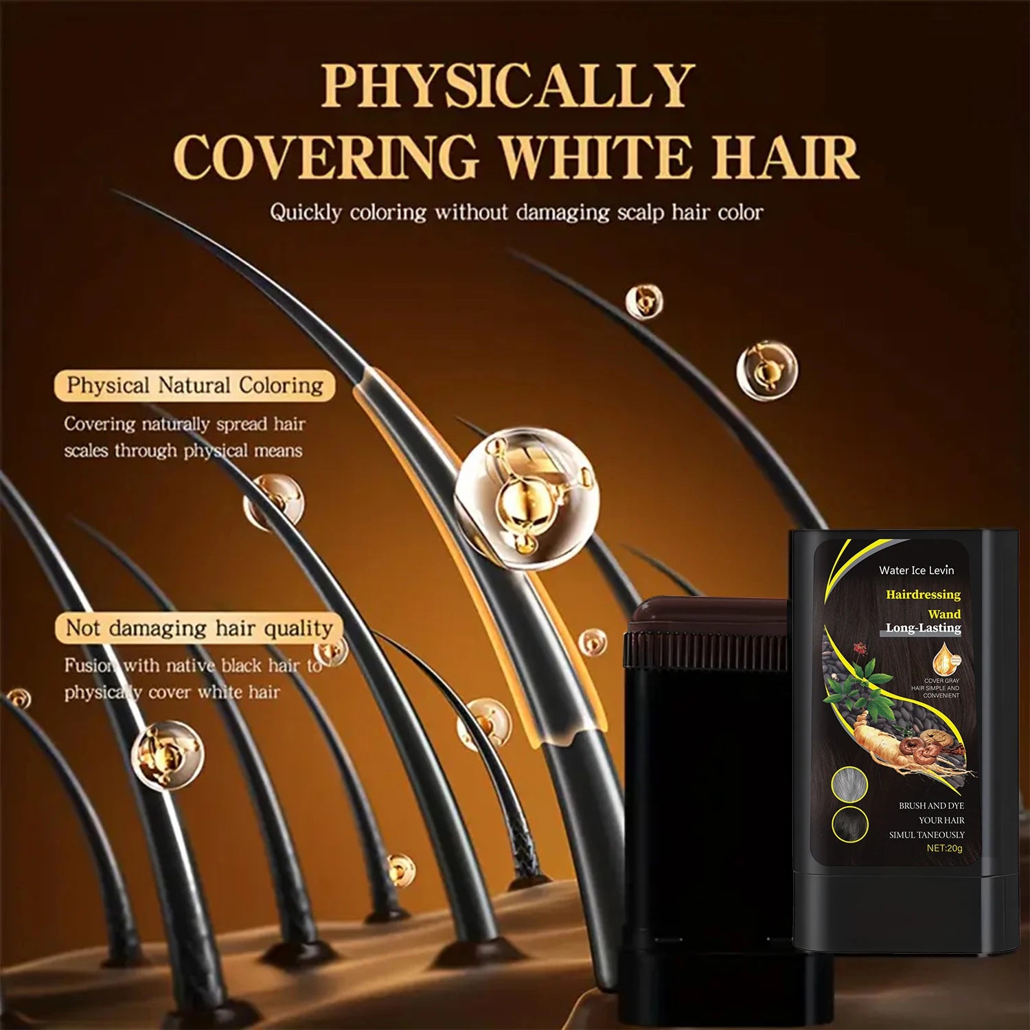 Water Ice Levin Hair Dye Stick Instant Gray Root Cover Up Pen - 5