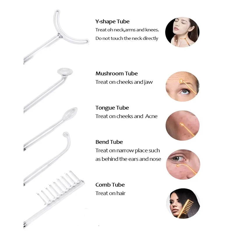 7-in-1 High Frequency Facial Wand Skin Tightening Electrotherapy Device