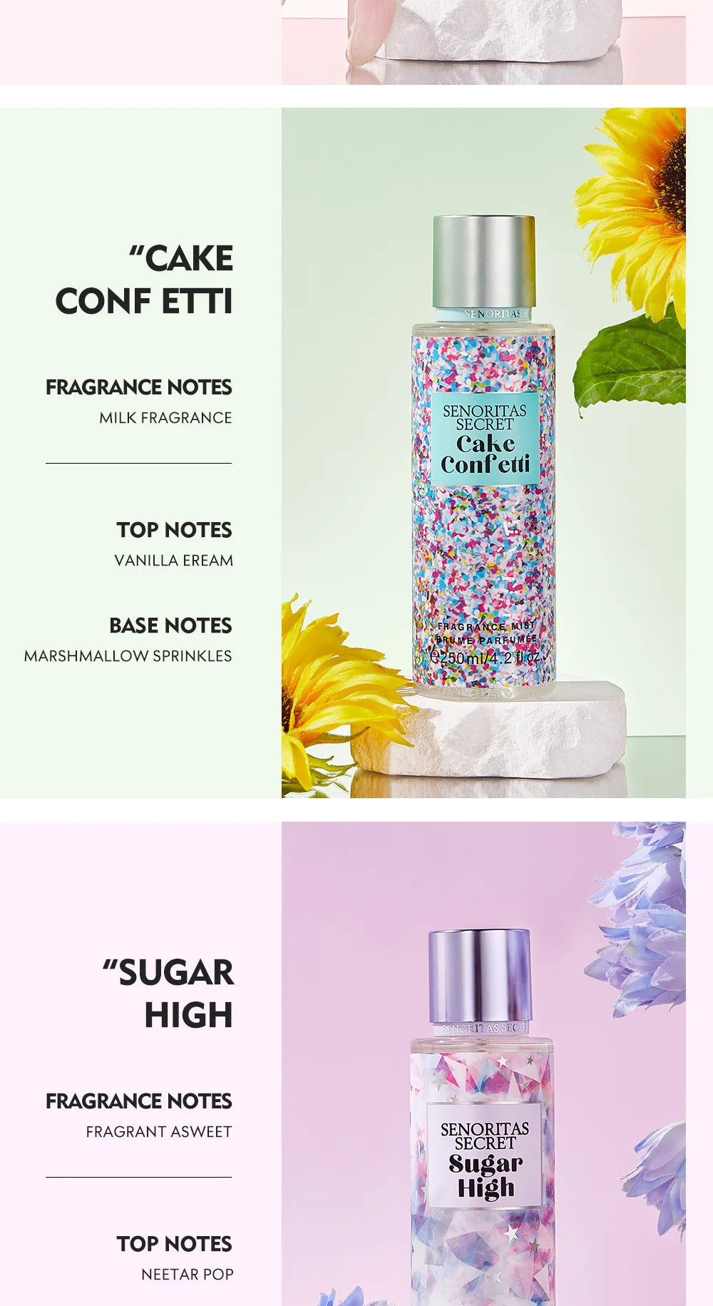 Floral Fruit Fragrance Mist Women Body Spray Vanilla Scent 250ml