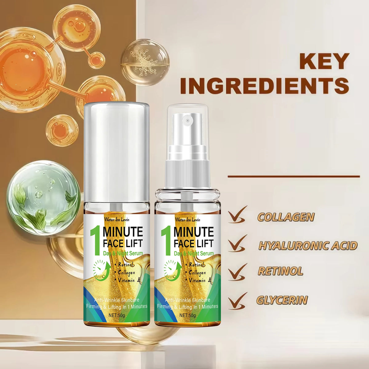 Retinol Collagen Peptide Anti Aging Face Serum Firming Lifting Treatment