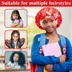 Kids Satin Sleep Bonnet With Bow Tie Adjustable Hair Care Night Cap