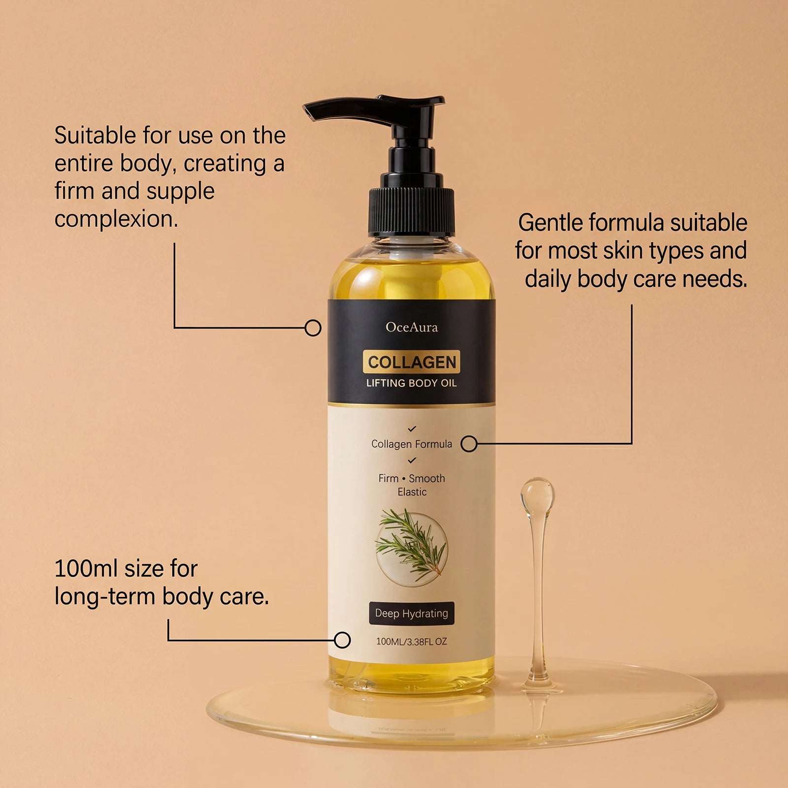 Collagen Firming Body Oil for Skin Elasticity and Moisturizing - 6