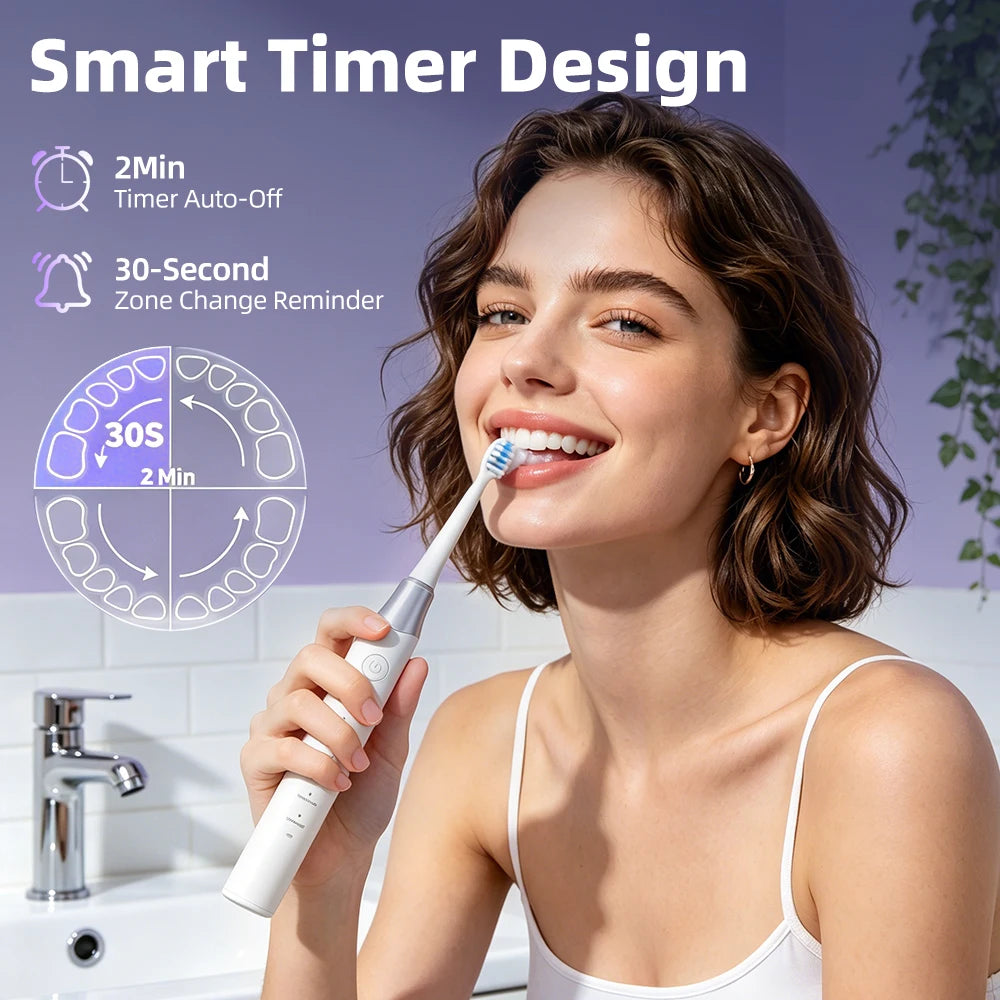 Rechargeable Electric Sonic Toothbrush with 5 Modes and Smart Timer