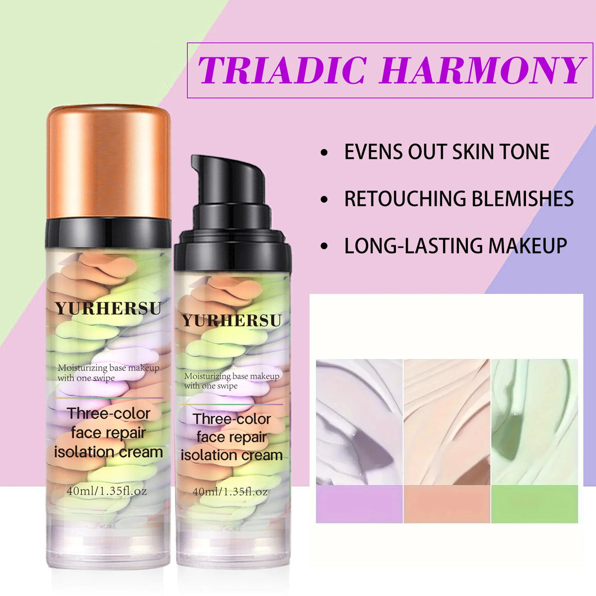Yurhersu Three Color Face Primer Concealer Brightening Makeup Base