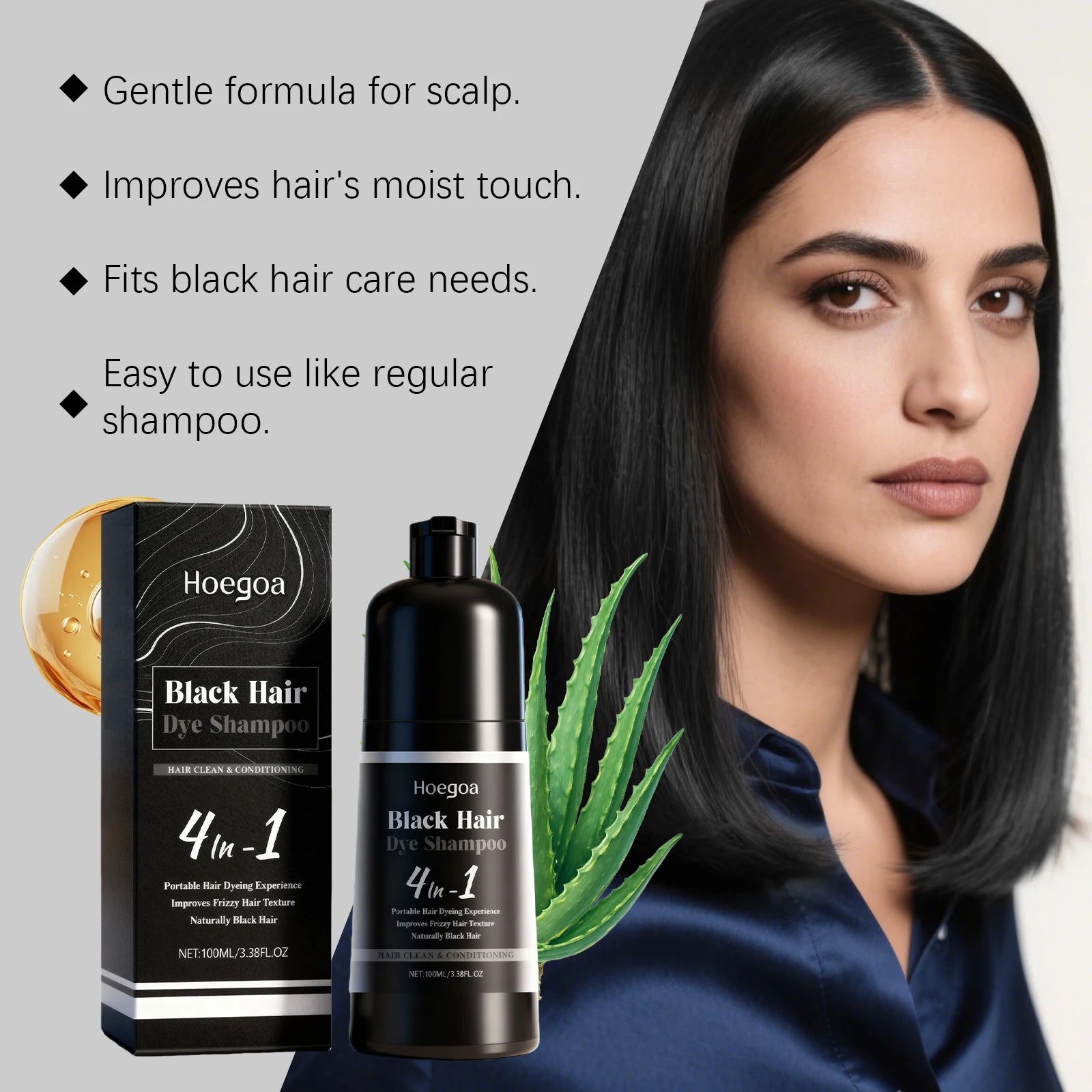 4-in-1 Black Hair Dye Shampoo for Gray Coverage - 11