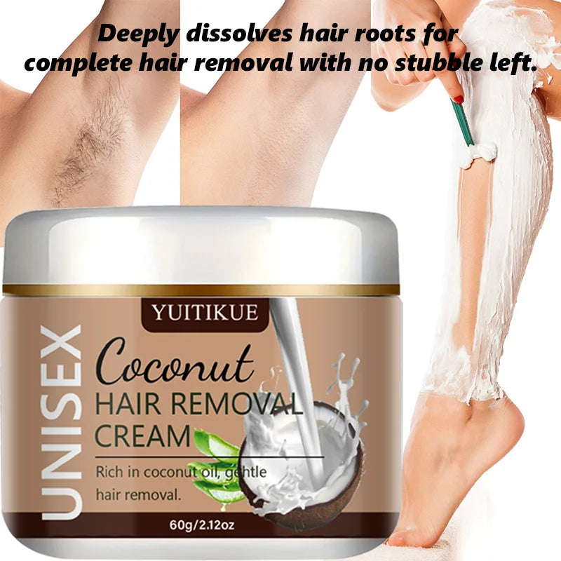 YUITIKUE Coconut Hair Removal Cream Unisex Painless Depilatory Cream 60g - 6