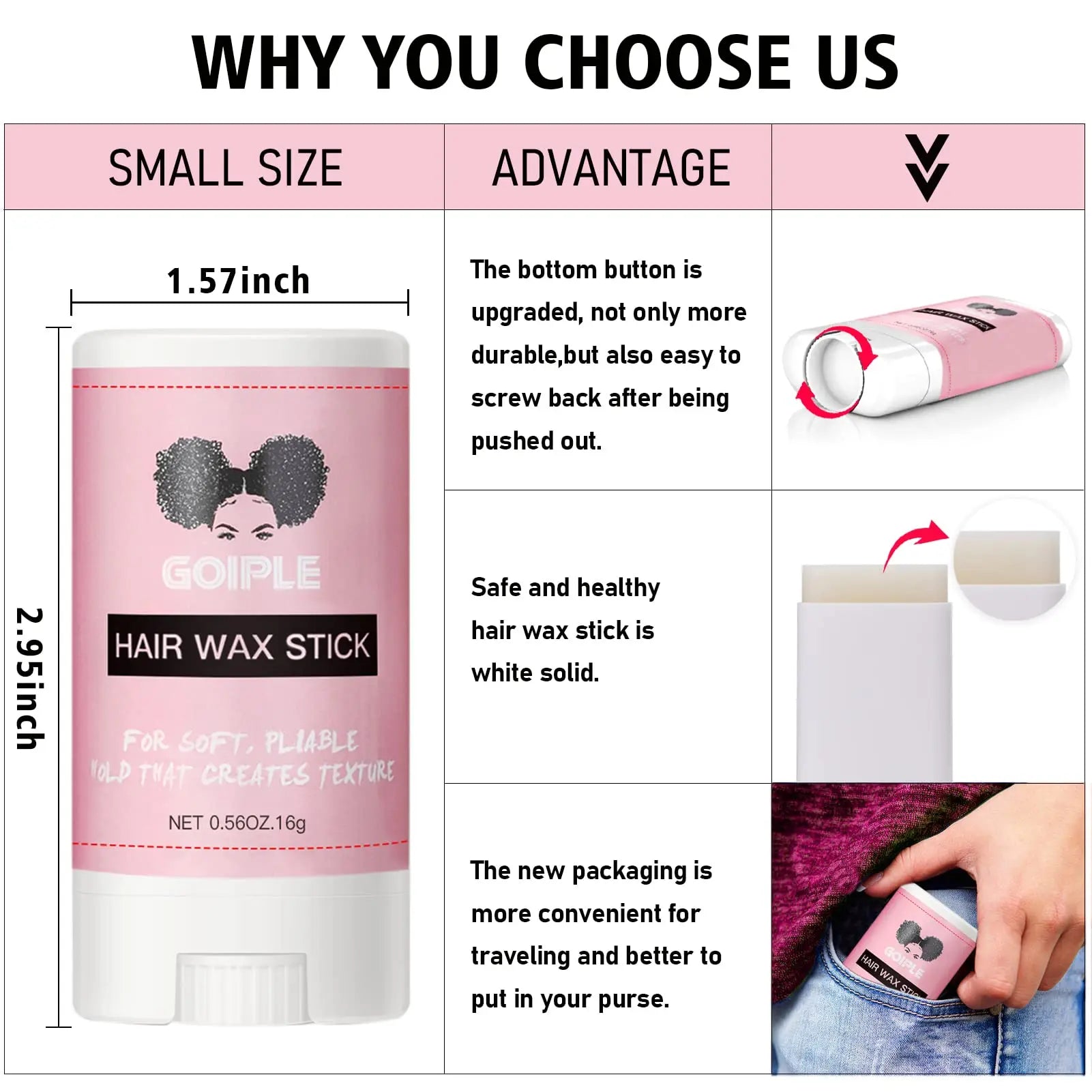 Lace Tint Mousse Wax Stick Edge Control Gel Band and Brush Set