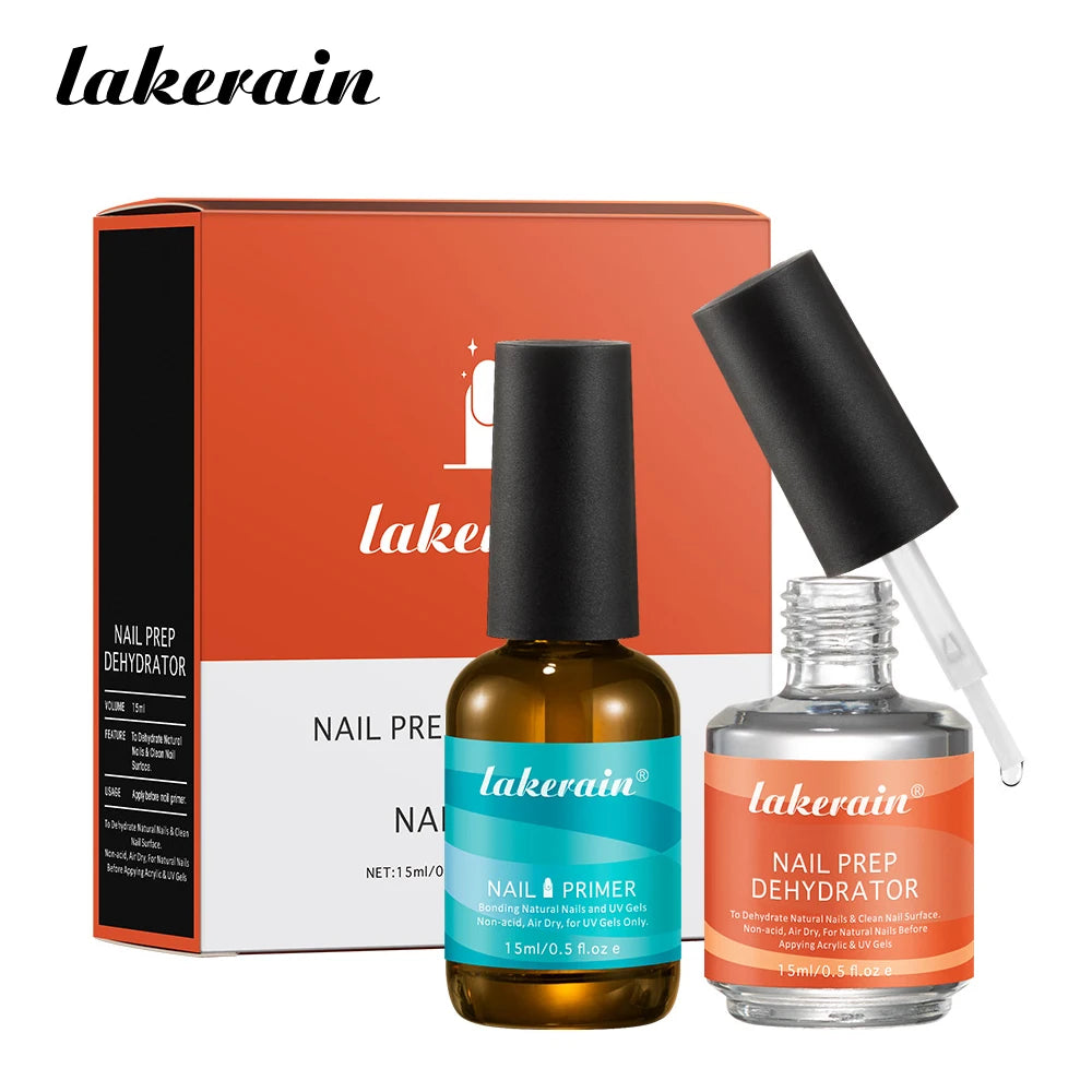 Nail Prep Dehydrator and Primer Set for Long-Lasting Gel Manicure