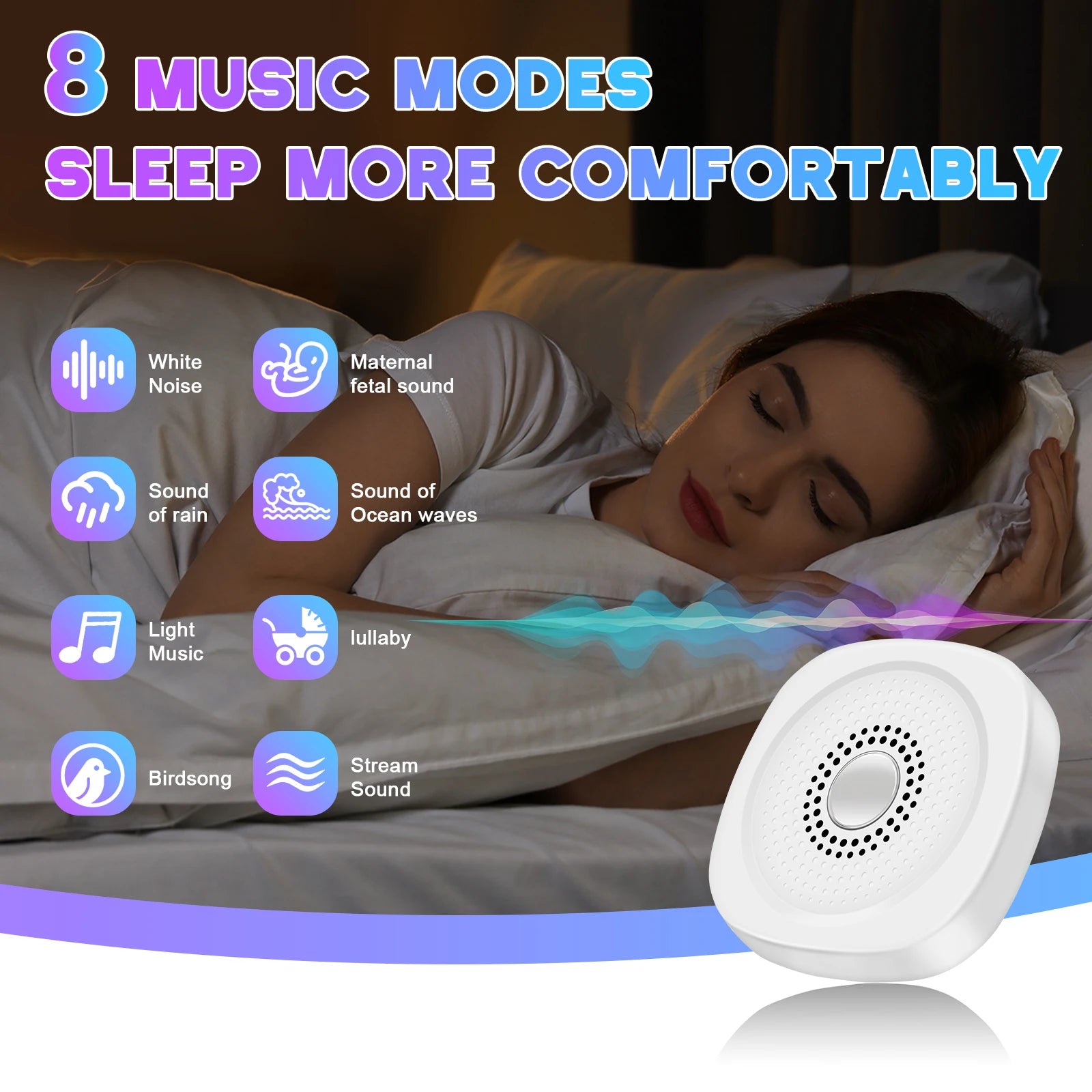 Portable White Noise Sound Machine for Better Sleep - 9