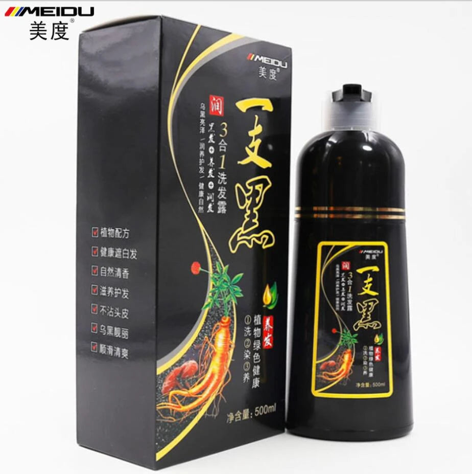 500ml Herbal Hair Color Shampoo for Gray Hair Coverage and Shine - 25