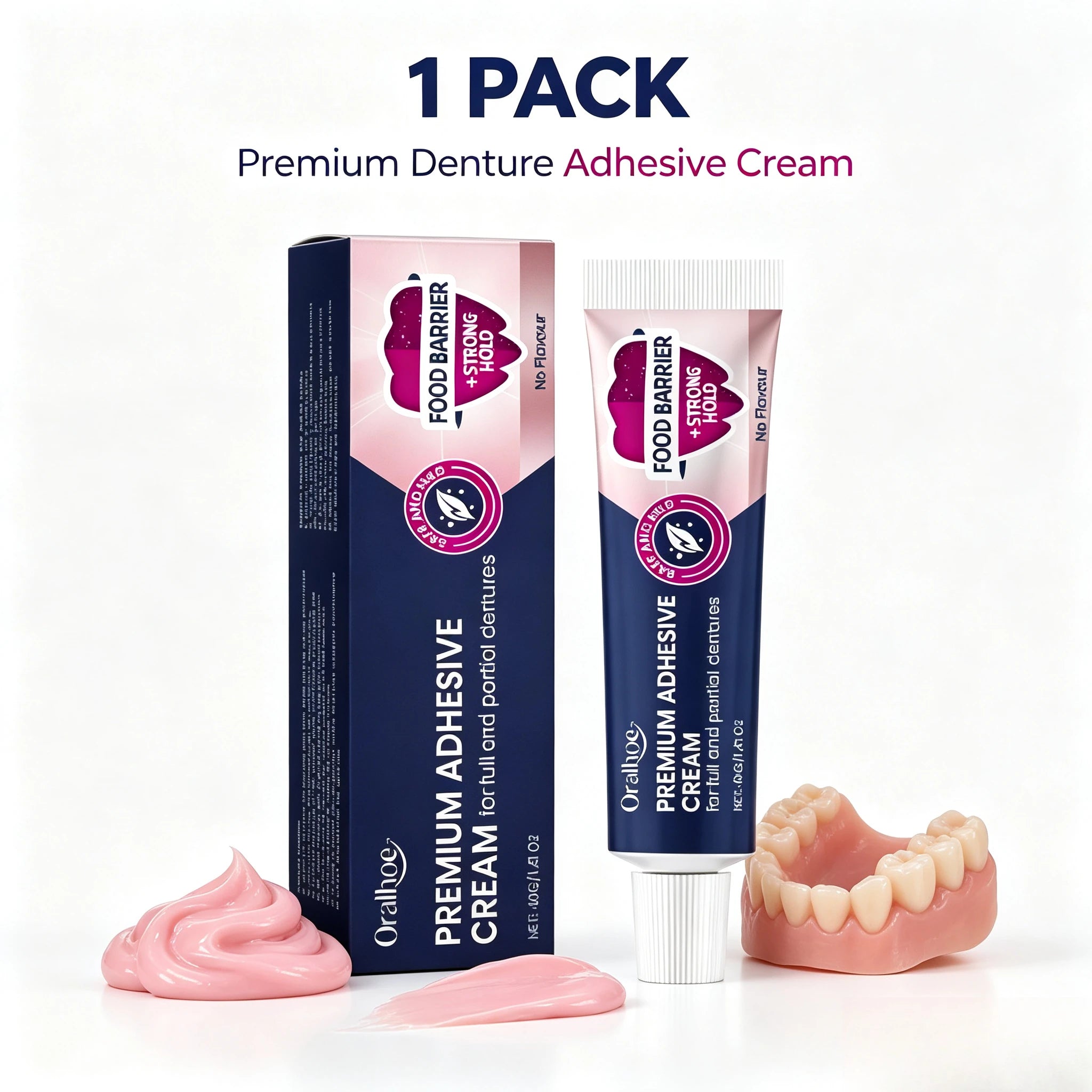 Strong Hold Denture Adhesive Cream for Full and Partial Dentures - 7