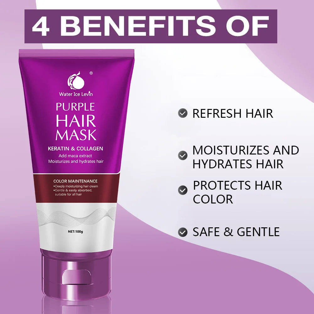 Water Ice Levin Purple Keratin Hair Mask Deep Conditioning Treatment - 5
