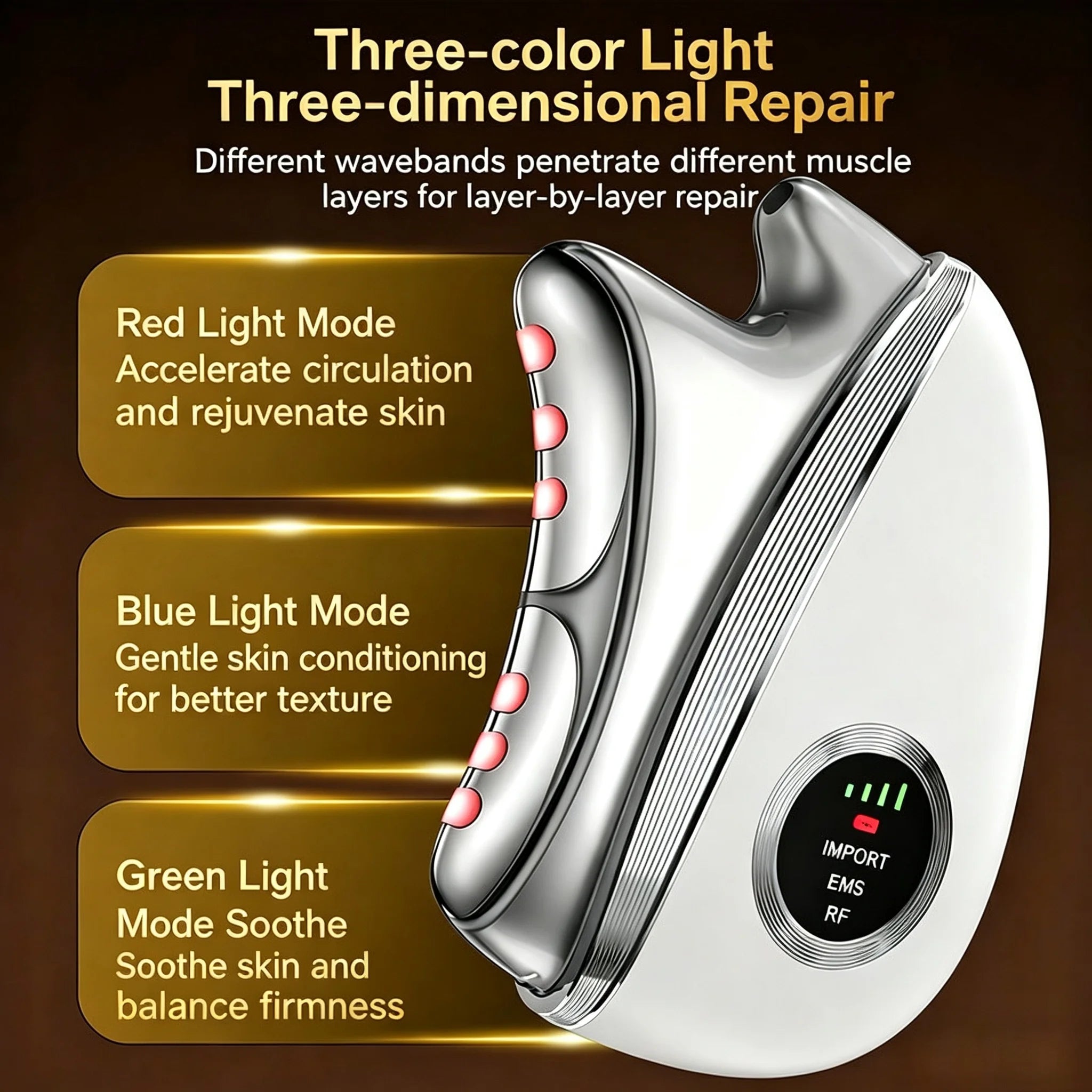 3-in-1 LED Microcurrent Facial Massager for Skin Tightening - 12