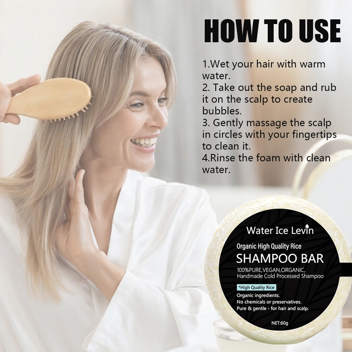 Organic Rice Shampoo Bar Handmade Cold Processed Soap