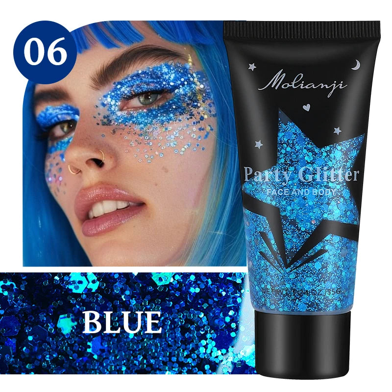 Molianji Glitter Gel Face and Body Shimmer Makeup for Parties - 28