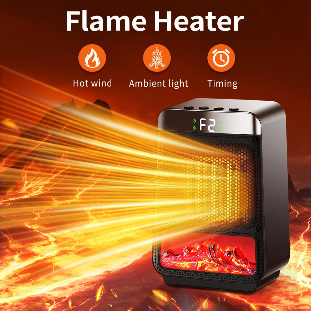 Portable Electric Space Heater with Flame Effect