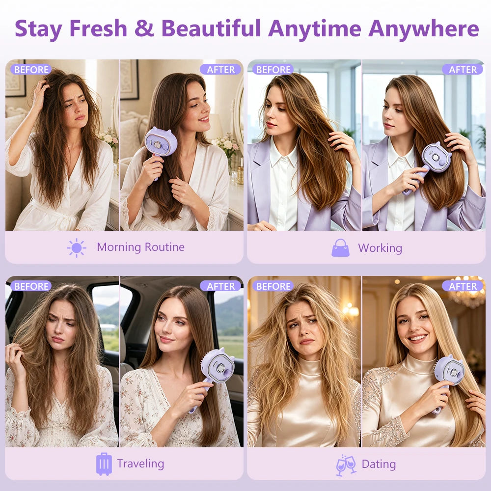 Electric Mist Spray Scalp Massaging Hair Brush