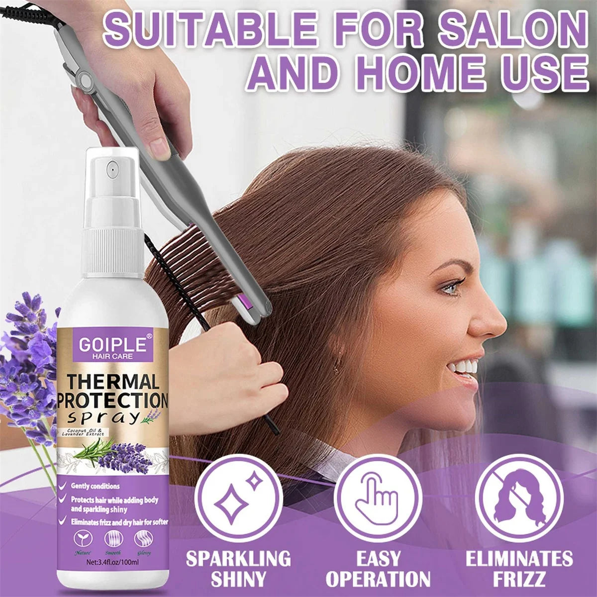 Goiple Lavender Curl Hair Care Set Leave In Conditioner Heat Protectant - 22