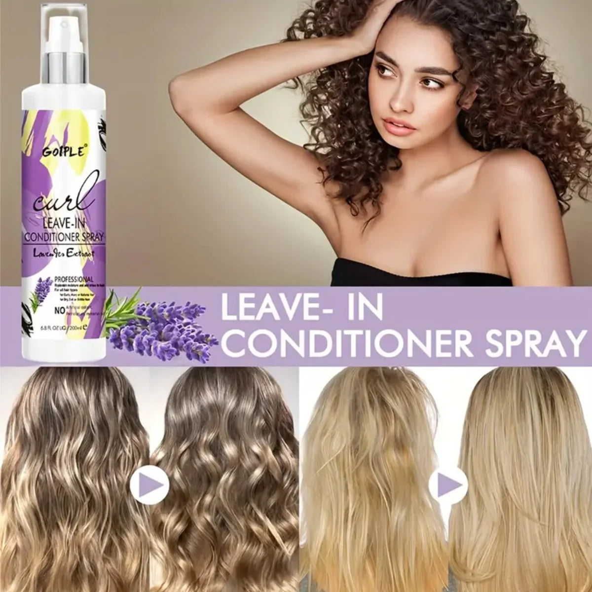 Goiple Lavender Curl Hair Care Set Leave In Conditioner Heat Protectant