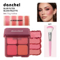4-Color Matte Pigmented Blush Palette with Brush