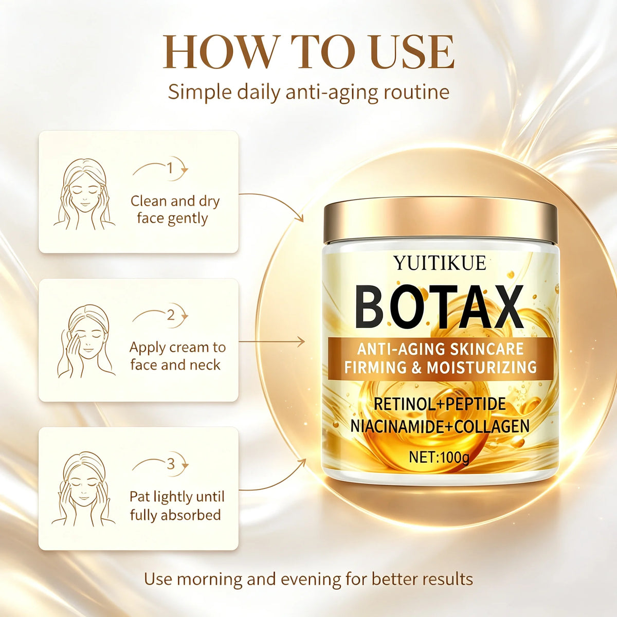YUITIKUE Botax Anti-Aging Cream Retinol Peptide Firming Moisturizer 100g