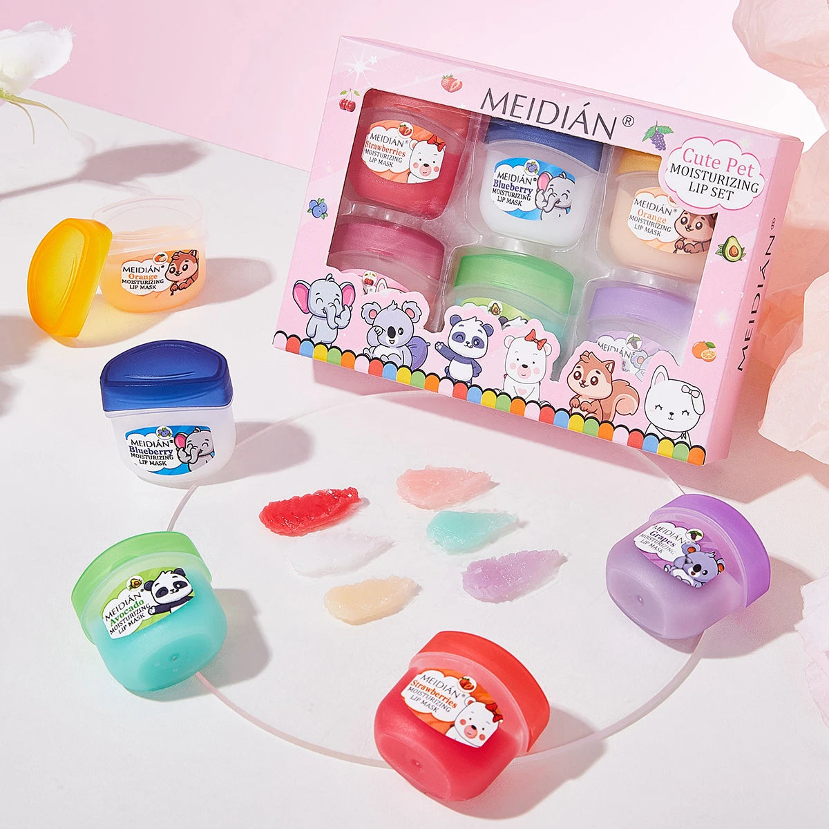 Meidian Fruity Lip Balm Set Moisturizing Lip Care Treatment