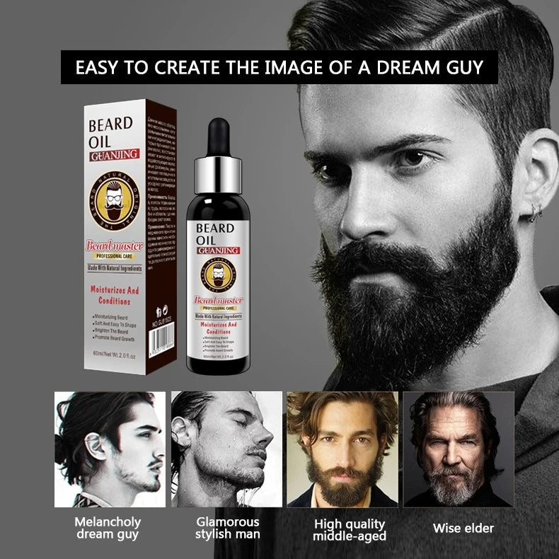 Guanjing Beard Growth Oil Natural Organic Men Beard Conditioner 60ml