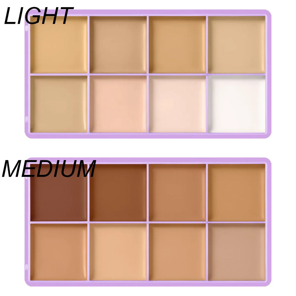 8-Shade Waterproof Cream Concealer Palette for Full Coverage