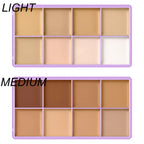 8-Shade Waterproof Cream Concealer Palette for Full Coverage
